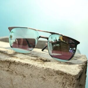 Quay Australia Aviator Sunglasses Private Eyes Gunmetal Mirrored Brown Lenses